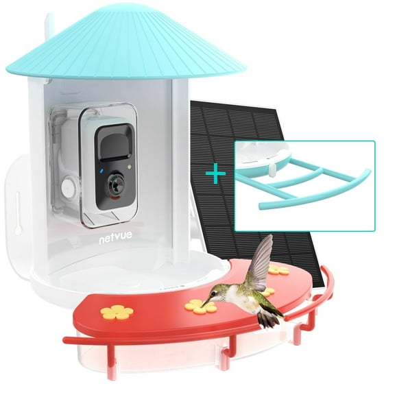 Birdfy Hummingbird Feeder Camera, Bird Feeders with Camera and Solar Panel, 1080P wide-angle camera for real-time bird watching, Ideal Gift for Hummingbird Lovers