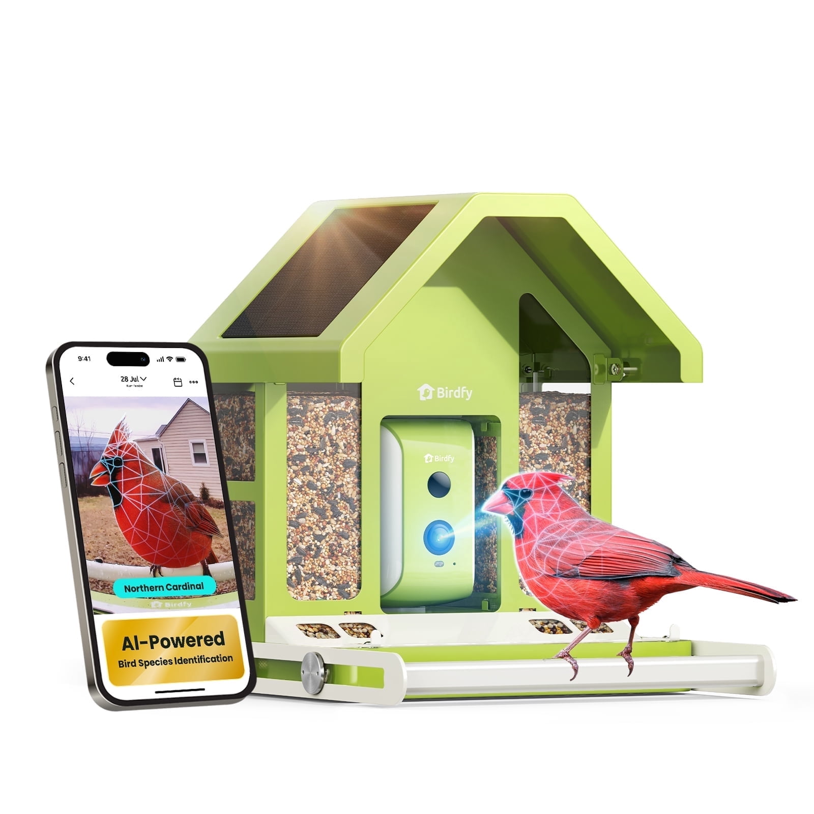 Birdfy Smart Bird Feeder with Camera, Free AI Bird Identification, Auto Visits & Notifications, Free App, Metal Build – Holds Up to 2.5L Bird Seed, Ideal Bird Lover Gift