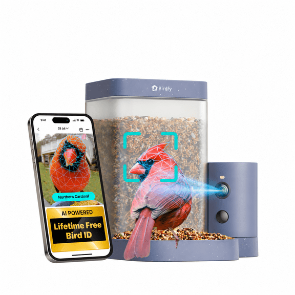 Birdfy Smart Bird Feeder with Camera, 60FPS Smooth Video, Lifetime Free Bird ID & Instant Alerts, Auto Capture, Perfect Gift for Bird Lovers