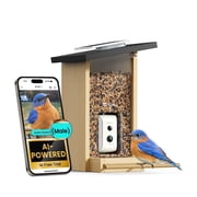 Birdfy Smart Bird Feeder with Camera, Solar Powerd Bird Feeder Camera, Birdfy Feeder Outdoor with AI Identify, Eco-friendly Wooden, Ideal Gift, Ebony