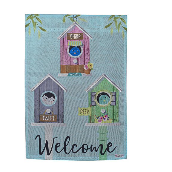 Evergreen Birdhouse Friends House Suede Flag