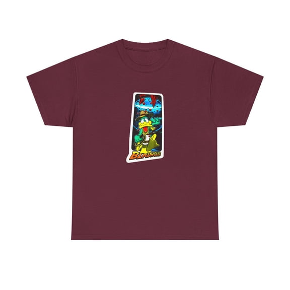 Birdhouse Jaws Duck Jones Skateboard 2000s Vintage Rare Classic T Shirt Print - Maroon / L