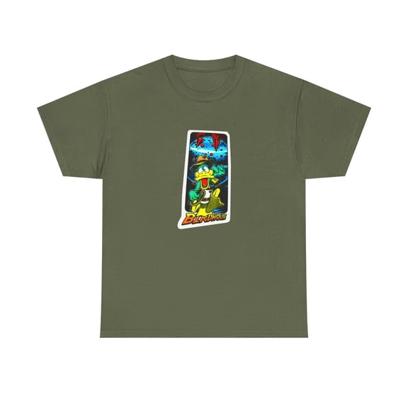 Birdhouse Jaws Duck Jones Skateboard 2000s Vintage Rare Classic T Shirt Print - Military Green / S