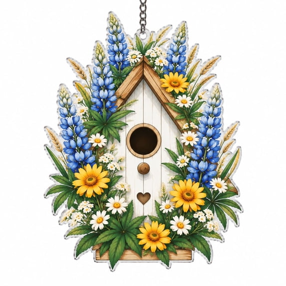 Weave Spring Birdhouse Lupine Acrylic Suncatcher Ornament for Garden Room, Spring ...