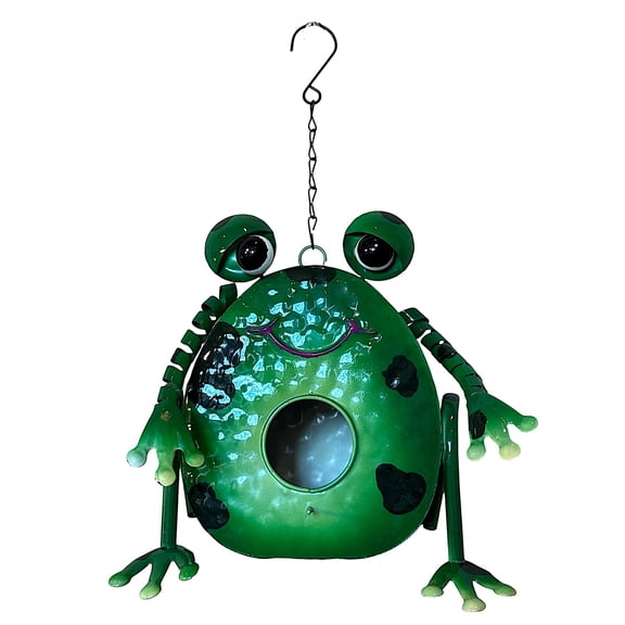 Birdhouse Metal Frog with Adjustable Spring Arms Farmhouse Hanging Garden Dcor for Patio Porch Yard Balcony 11" x 9"
