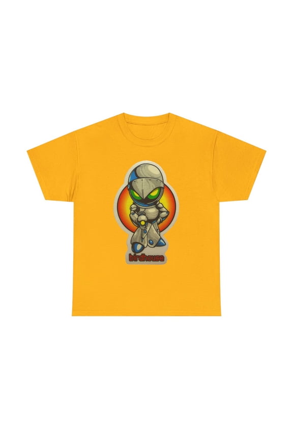 Birdhouse Robot Skateboarding Vintage Retro 90s Skate T Shirt Design - Gold / 5XL