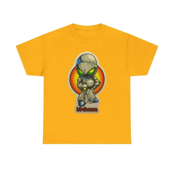 Birdhouse Robot Skateboarding Vintage Retro 90s Skate T Shirt Design - Gold / L