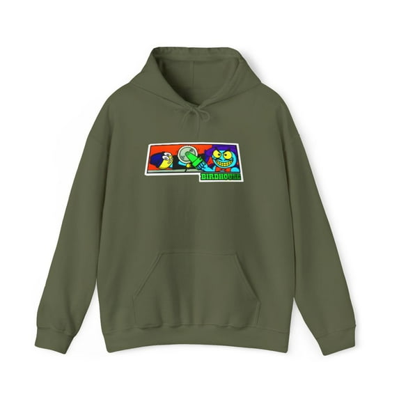 Birdhouse Saw Magician Skateboard 2000s Vintage Classic Rare Hoodie Print - S / Military Green