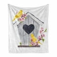 thumbnail image 1 of Birdhouse Soft Flannel Fleece Throw Blanket, Hand Drawn Sketch of Heart Floral Nest, Cozy Plush for Indoor and Outdoor Use, 50" x 70", White Multicolor, by Ambesonne, 1 of 5