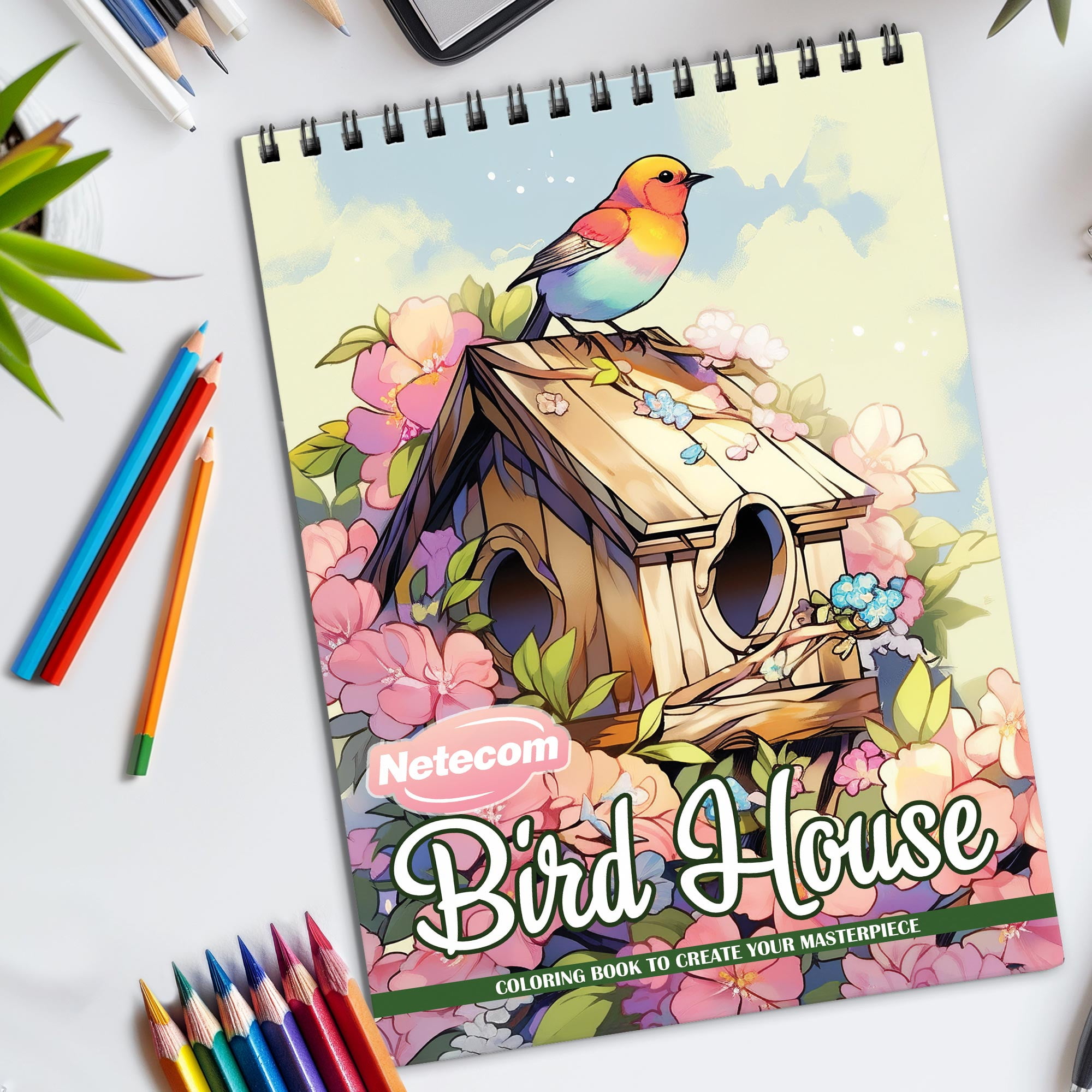 TPLHOUSE Victorian Interior Coloring Book Spiral Bound for Adult, Premium Cover
