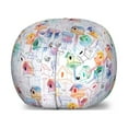 thumbnail image 1 of Birdhouse Storage Toy Bag Chair, Colorful Sketch of Feathered Creature Nest Print Repetition, Stuffed Animal Organizer Washable Bag, Large Size, Pale Mauve Multicolor, by Ambesonne, 1 of 3