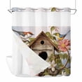 thumbnail image 1 of Birdhouse Vintage No Hook Shower Curtain with Snap in Liner, Spring Floral Birds Botanical Double-Layer Waterproof Fabric Shower Curtains for Bathroom Hotel Bathtub, Mesh Top 72"x78", 1 of 9