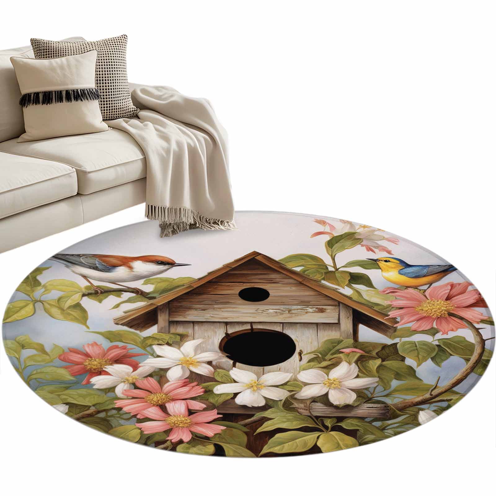 Birdhouse Vintage Large Area Rugs for Bedroom Living Room, Soft Non ...