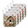 thumbnail image 1 of Birdhouse Vintage Pot Holders for Kitchen Heatproof Potholder, 5 Pack Spring Floral Birds Botanical Hot Pads Multipurpose Oven Pads Cloth Potholders Trivet for Cooking Baking, 1 of 8
