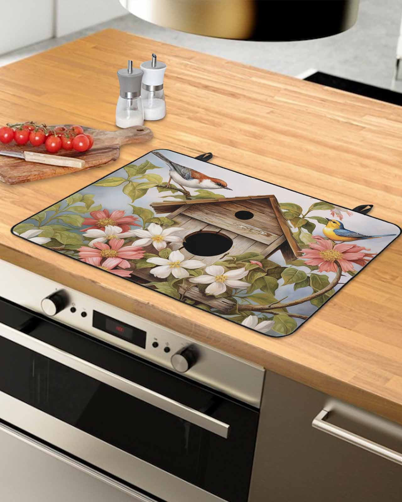 Birdhouse Vintage Stove Top Covers for Electric Stove, Heat Insulation