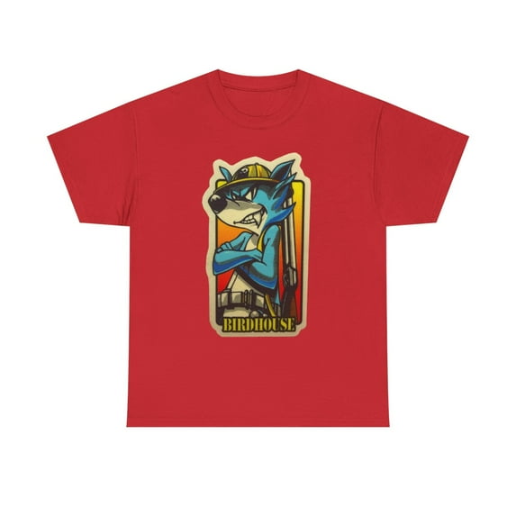 Birdhouse Wolf Skateboarding Vintage Retro 90s Skate T Shirt Print - Red / XL