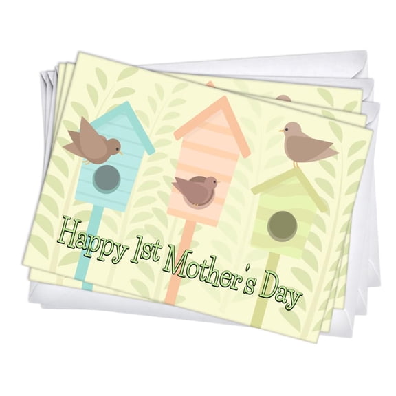 Birdhouses First Mother's Day Greeting Cards | 3 Pack Set (5x7)
