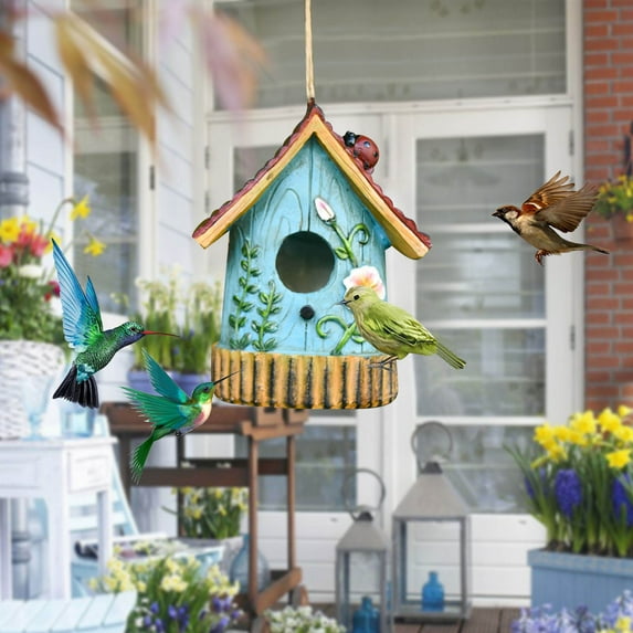 Birdhouses For Outdoors Clearance! Hanging Birdhouses For Outdoors, Outdoor Birdhouses And Decor, Resin Birdhouse Crafts Birdhouse, Garden Decoration, Landscaping Outdoor Decoration Birdhouse