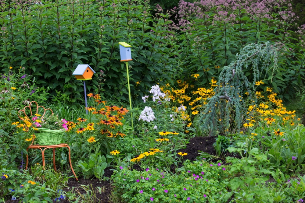 Birdhouses in a garden Marion County Illinois USA Canvas Art - Panoramic Images (24 x 36)