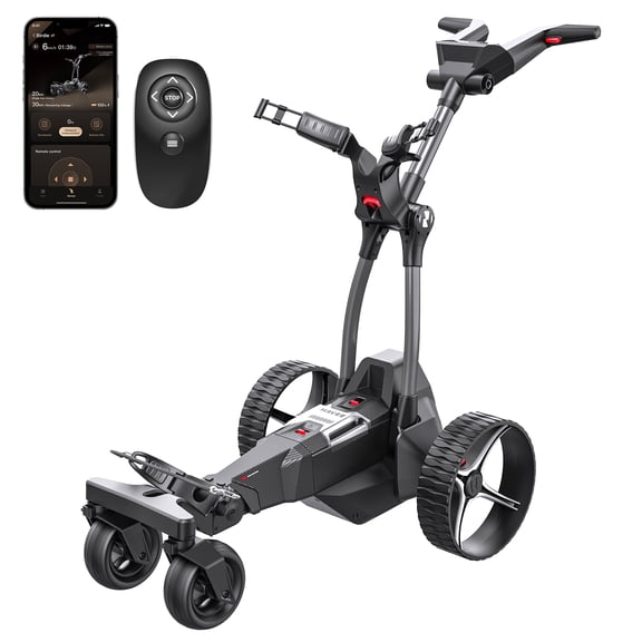 Birdie 3 Electric Golf Push Cart, 36 Hole Max Range, Dual Motor Assist, 9 Speeds, Remote Control, Foldable