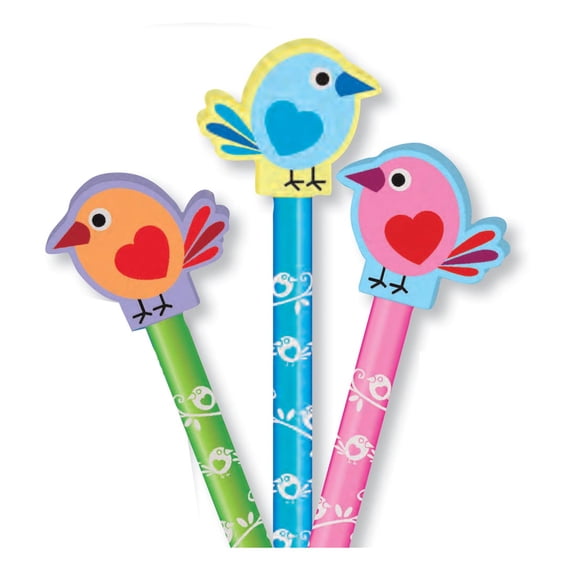 Birdie Bird Pencil Topper Erasers Assortment