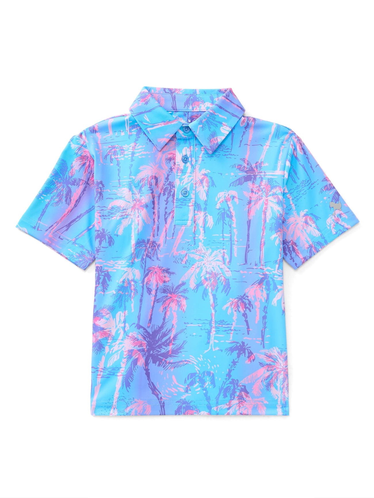 Birdie Bound Boys Beachy Palm Print Polo Top with UV 30, Sizes XS-XL
