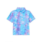 BIRDIE BOUND Boys Beachy Palm Print Polo Top with UV 30, Sizes XS-XL