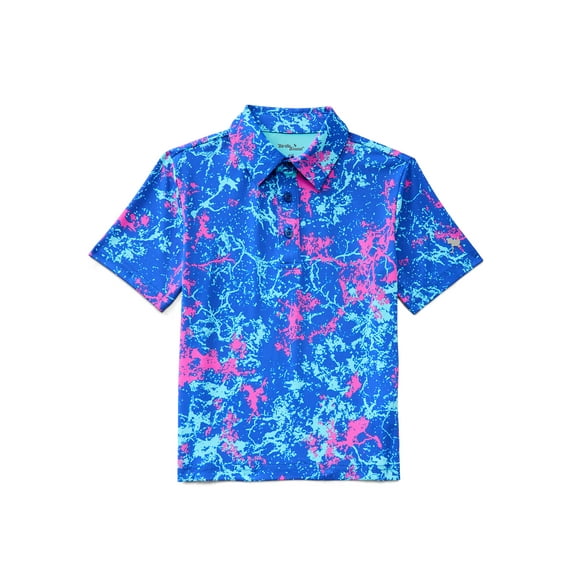 Birdie Bound Boys Print Performance Golf Polo Shirt with UPF50, Sizes XS-XL
