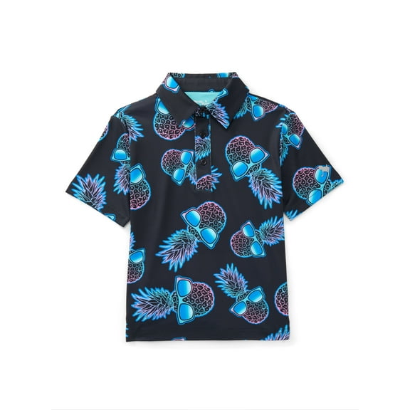 Birdie Bound Boys Ombré Pineapple Print Polo Top with UV 30, Sizes XS-XL