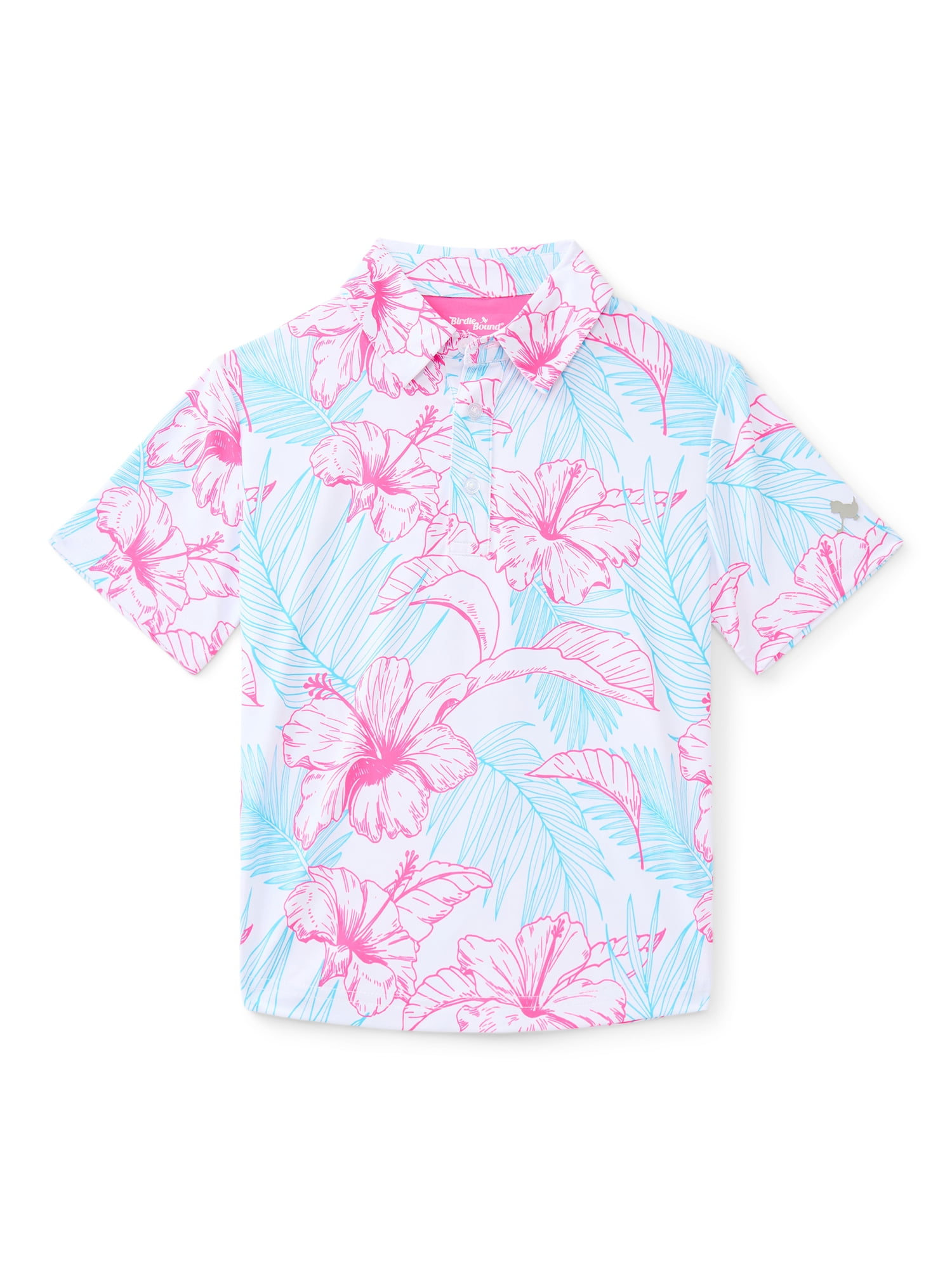 Birdie Bound Boy's Performance Hibiscus Tropical Printed Golf Polo Shirt, Sizes XS-XL