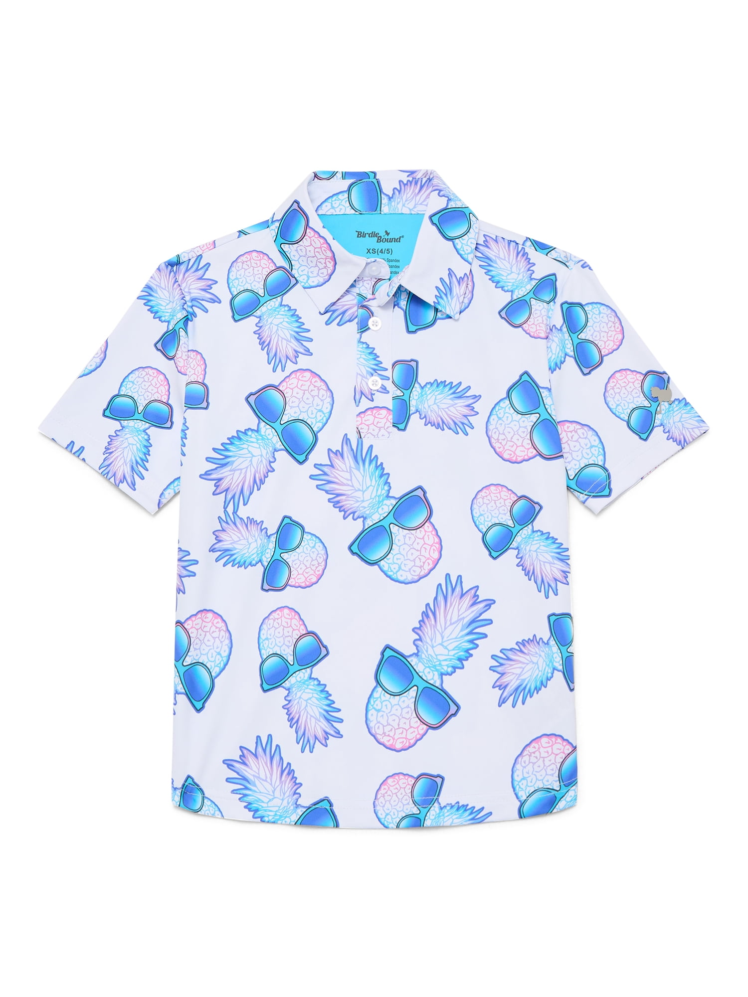 Birdie Bound Boy's Performance Ombre Glasses Pineapple Printed Golf Polo Shirt , Sizes XS-XL