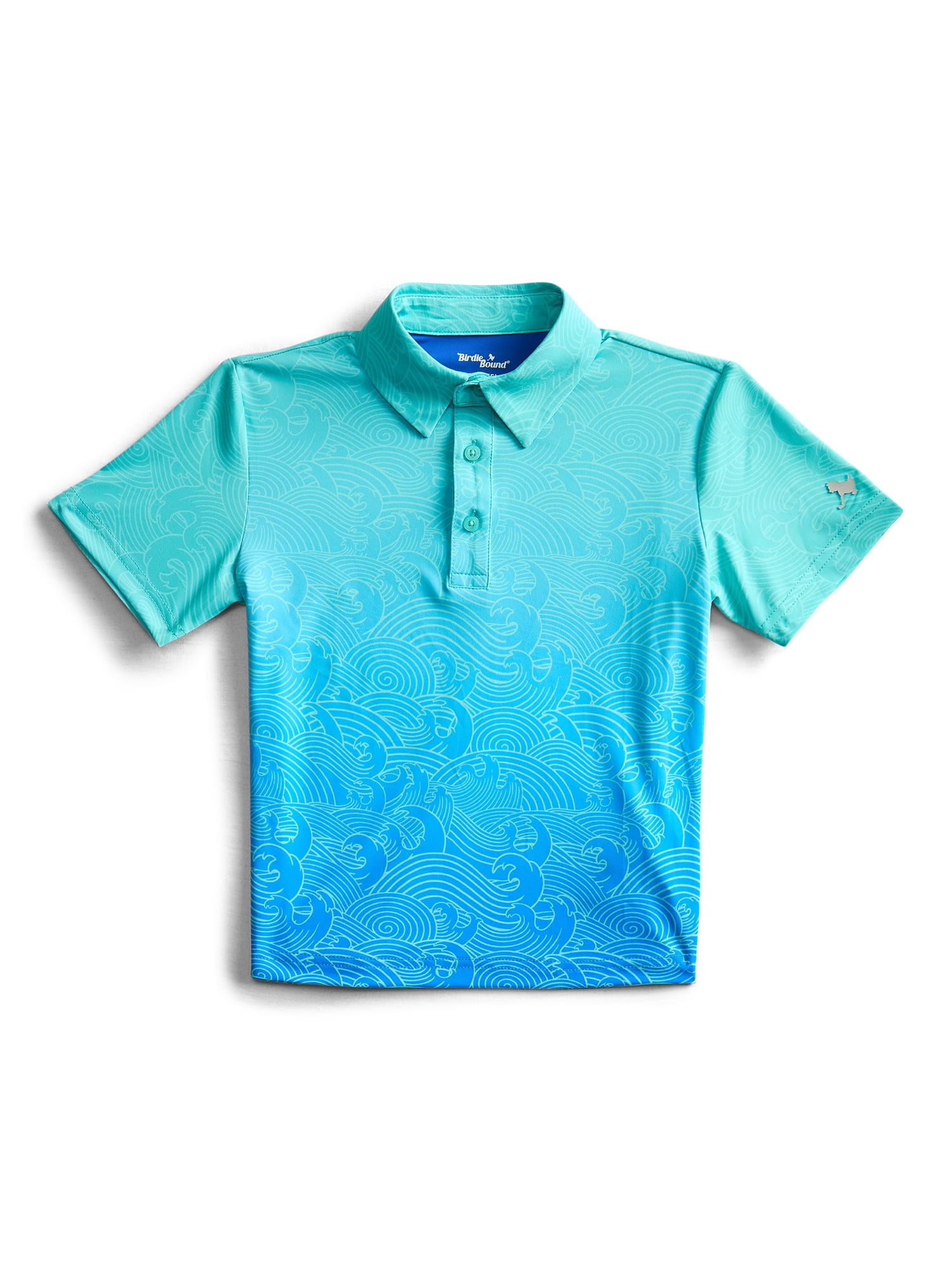Birdie Bound Boy's Performance Ombre Waves Printed Golf Polo Shirt, Sizes XS-XL