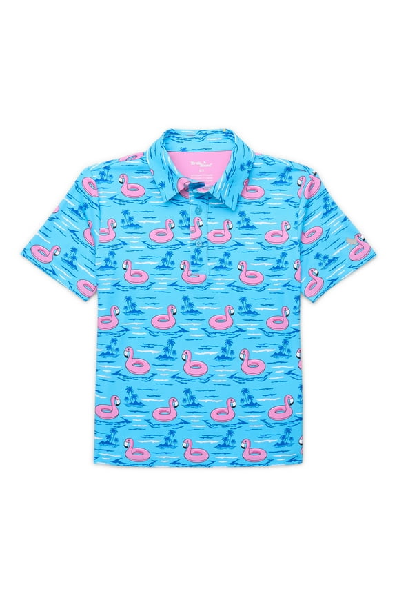 Boys' and Big Boys Performance Matching Graphic Print Golf Polo Shirt, Sizes S-XL