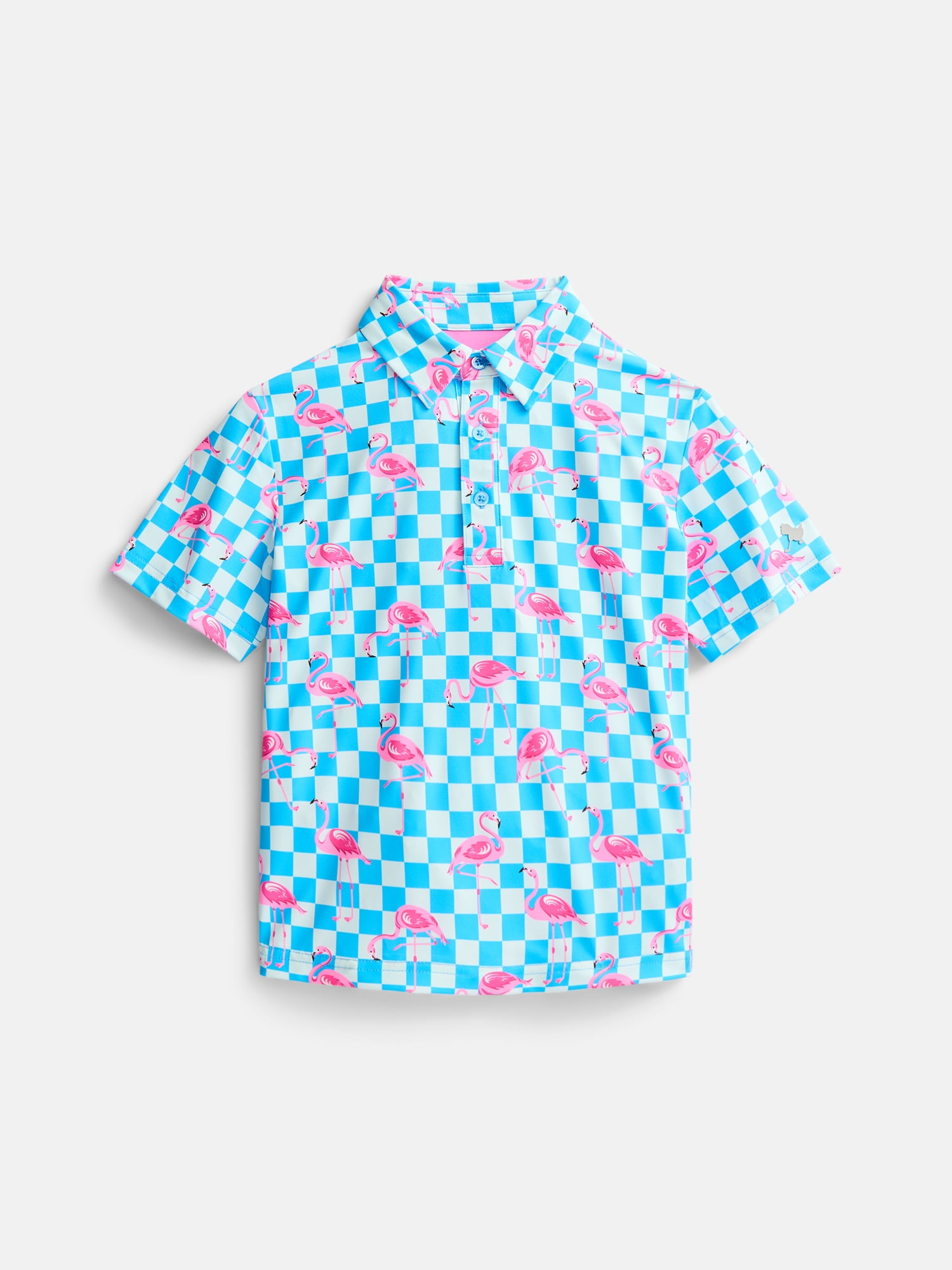 Birdie Bound Boys Checkerboard Flamingo Polo Shirt, Sizes 4-16