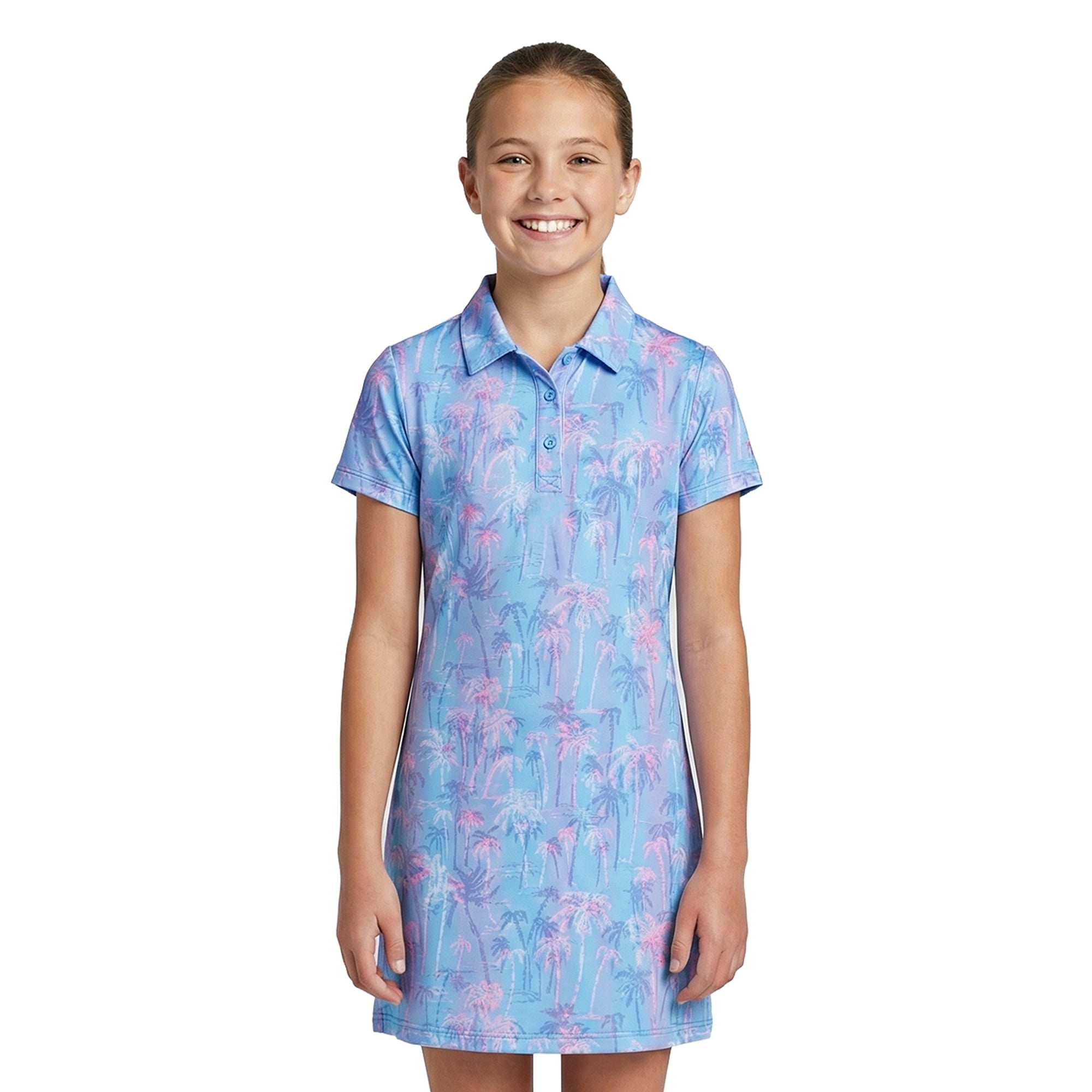Birdie Bound Girls Beachy Plam Ombre Dress with Short Sleeves, Sizes XS-XL