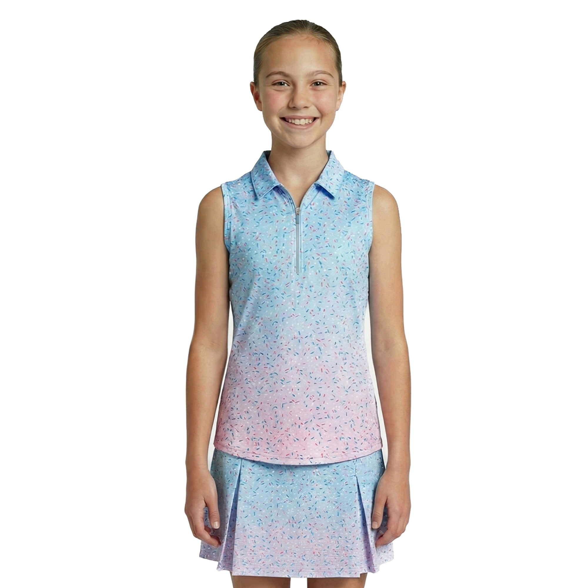 Birdie Bound Girls Sprinkle Splatter Polo Shirt, Sizes 4-16