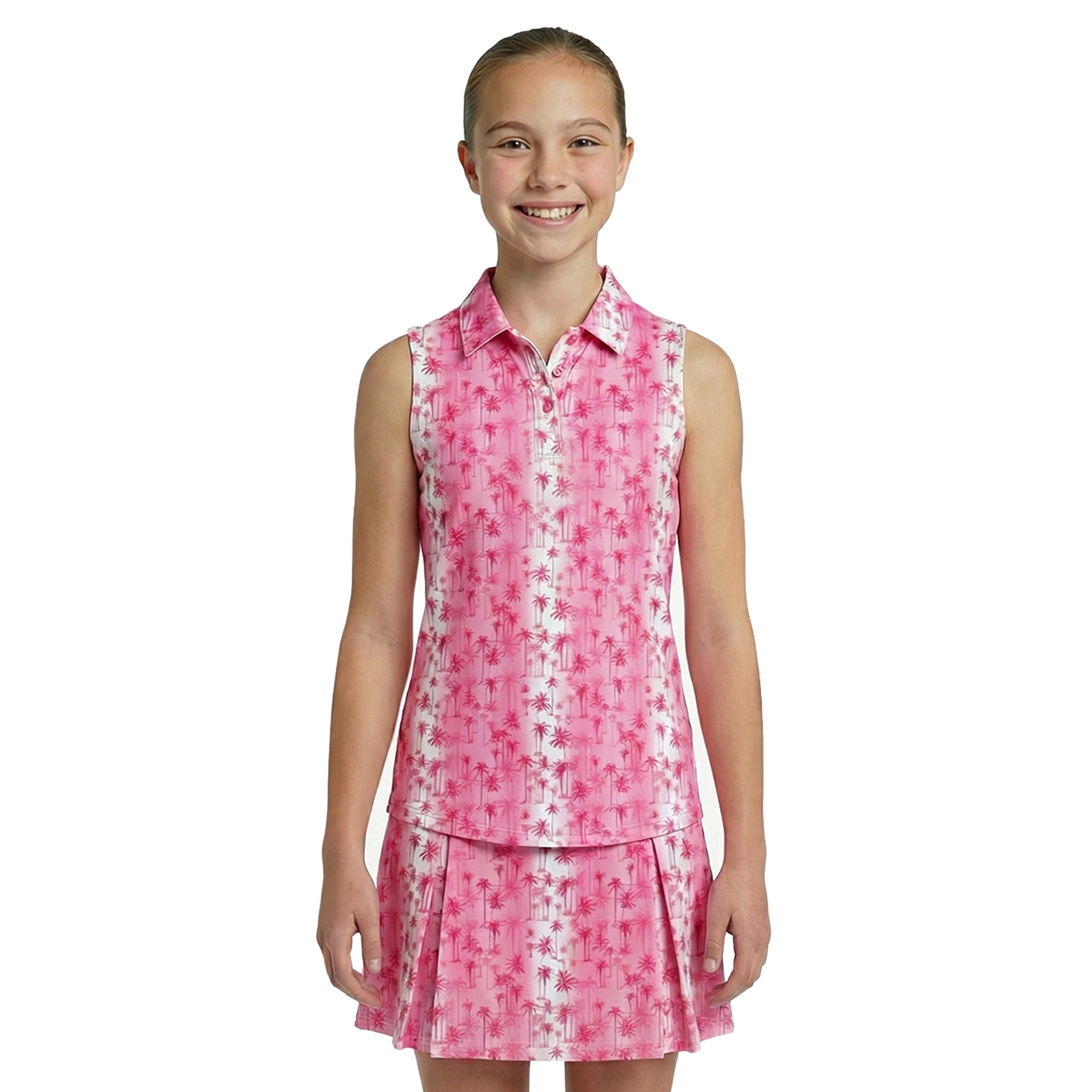 Birdie Bound Girls Sunset Palm Polo Shirt, Sizes 4-16