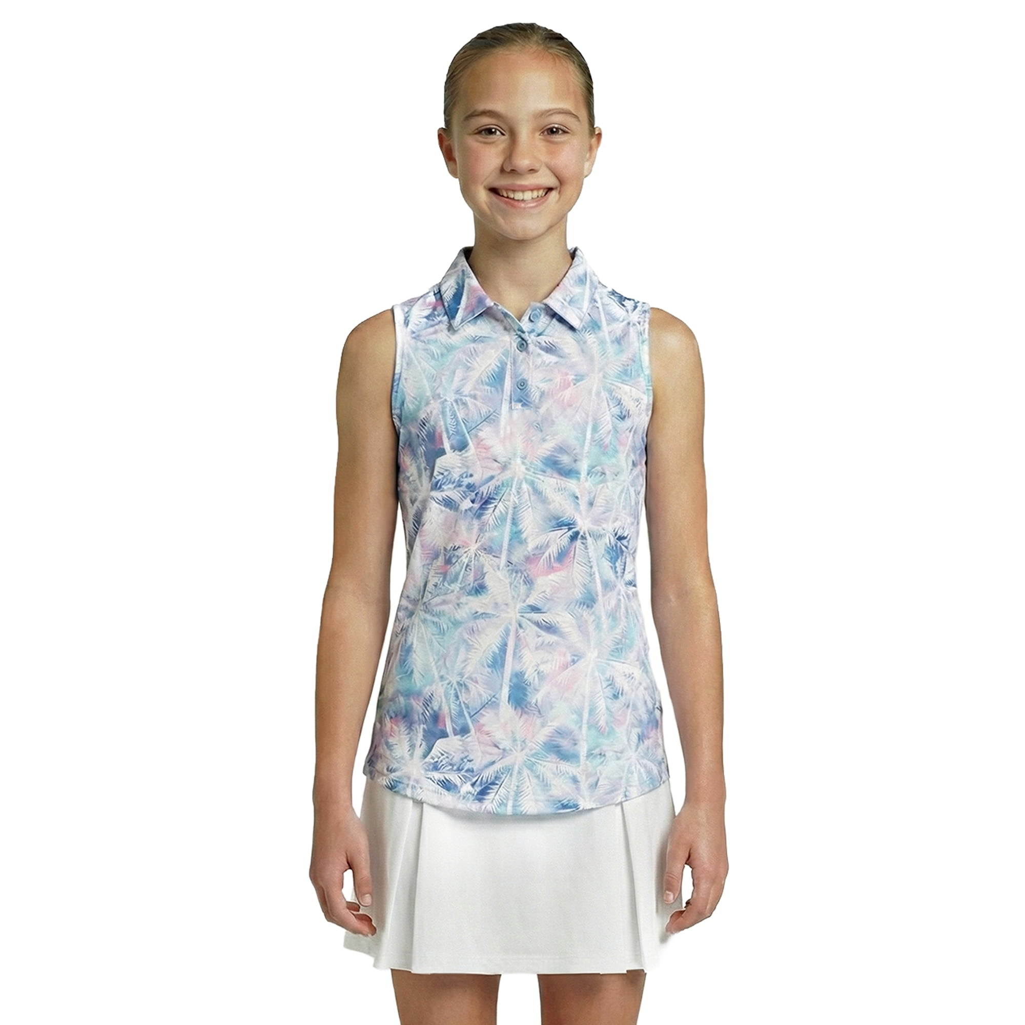 Birdie Bound Girls Tie Dye Tropical Polo Shirt, Sizes 4-16