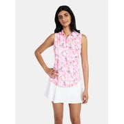 Birdie Bound Women's Gemma Sleeveless Print Golf Polo Shirt with UPF 30+, Sizes XS-XXL