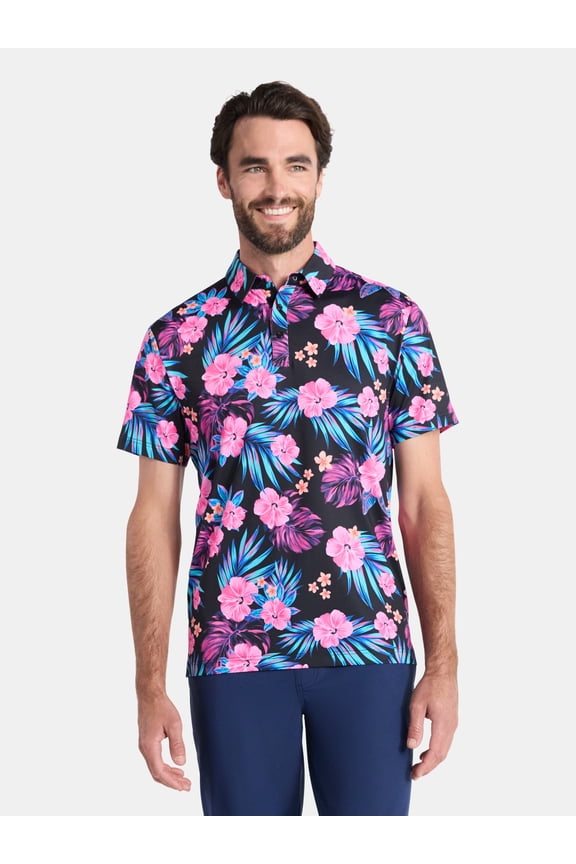 Men's and Big Men's Hawaiian Dream Print Polo Golf Shirt, Sizes S-3XL