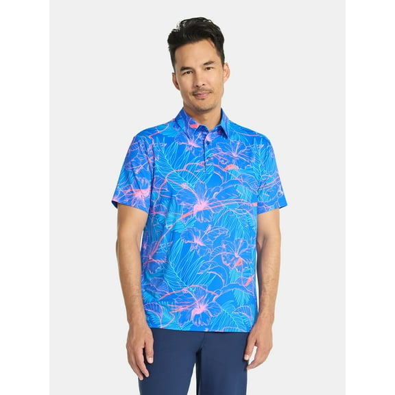 Birdie Bound Men's & Big & Tall Men's Layer Tropical Print Polo Shirt, Sizes XS-4XLT