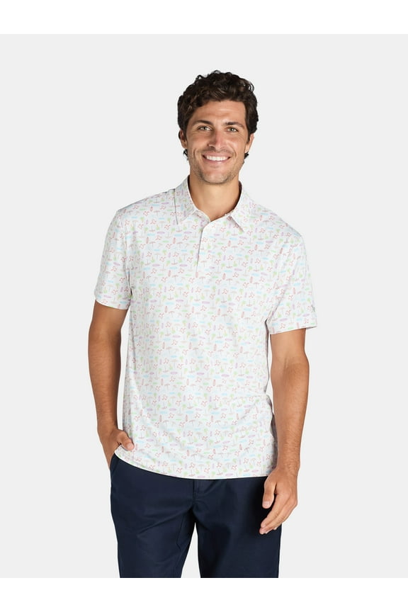Men's & Big Men's Patterned Golf Polo Shirt, Sizes S-3XL