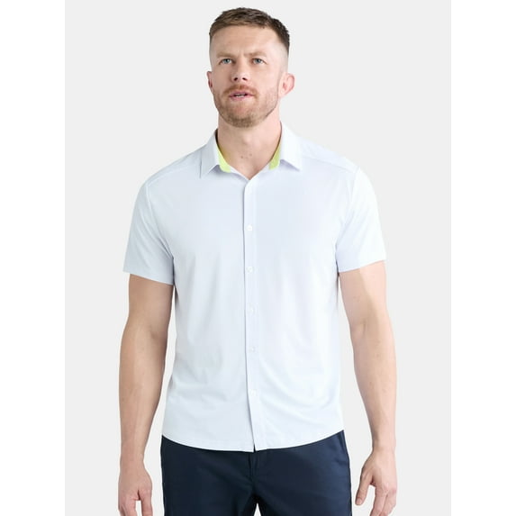 Birdie Bound Men's & Big Men's Solid and Patterned Performance Resort Short Sleeve Button Up Golf Shirt, Sizes XS-5XL