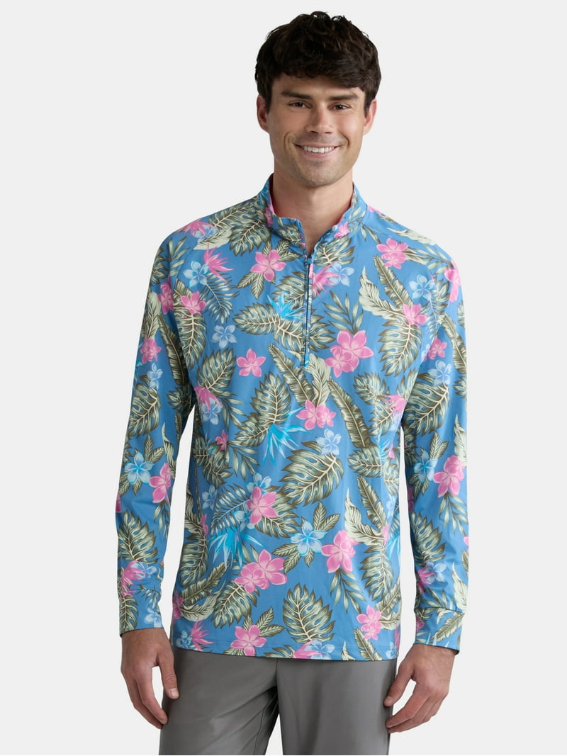 Birdie Bound Printed Quarter Zip Golf Shirt - Long Sleeve