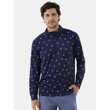 Birdie Bound Men's & Big Men's Printed Quarter Zip Golf Shirt with Long Sleeves, Sizes S-3XL