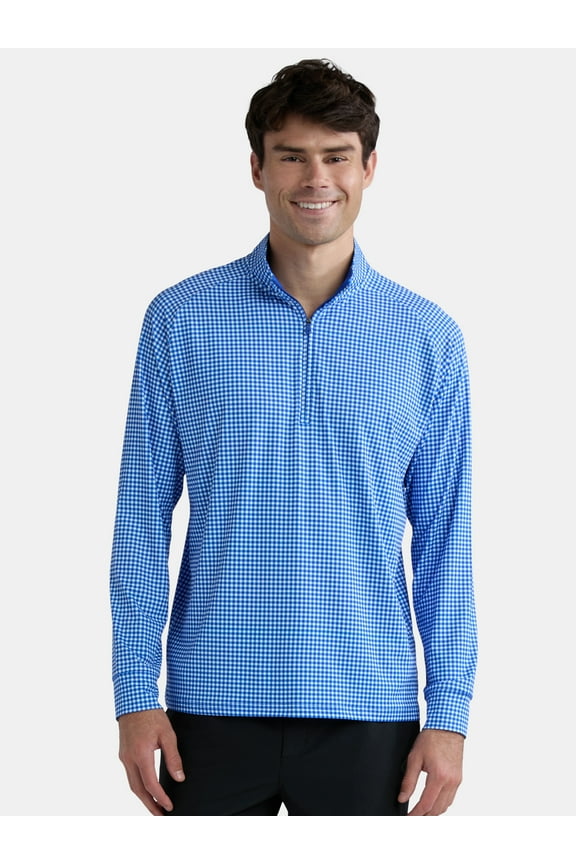 Men's & Big Men's Quarter Zip Long Sleeve Golf Shirt, Sizes XS-5XL