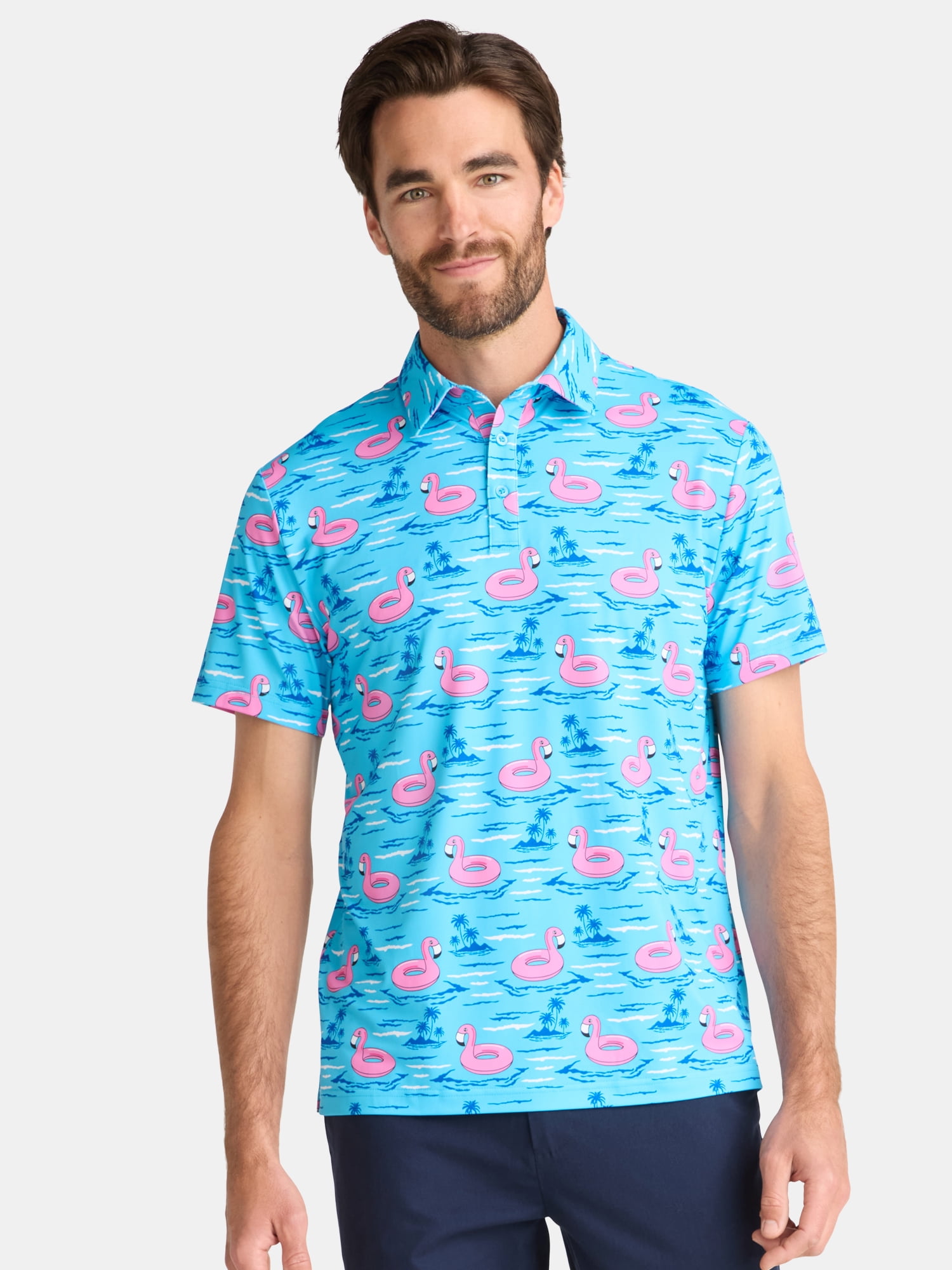 Birdie Bound Men's & Big Men's Novelty Print Golf Polo, Sizes S-5XL