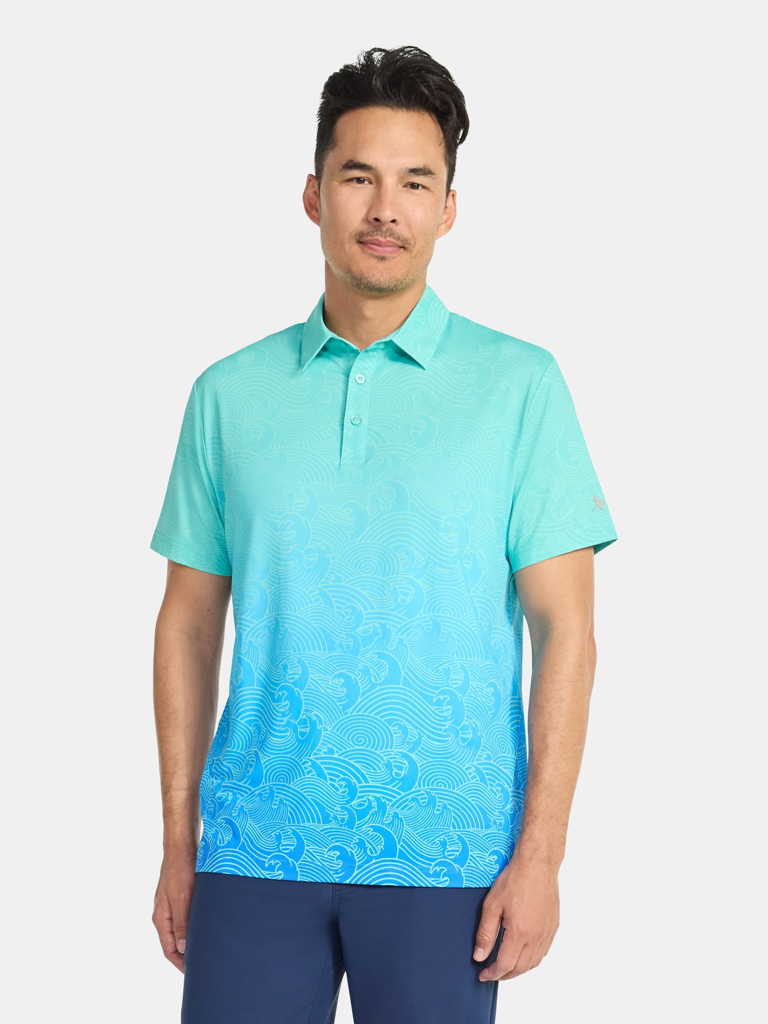 Birdie Bound Men's Ombre Waves Print Polo Shirt, Sizes S-3XL