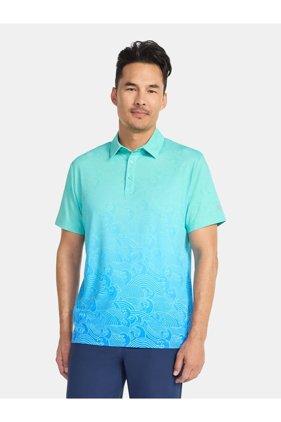 Men's & Big & Tall Men's Ombre Waves Print Polo Shirt, Sizes LT to 4XLT