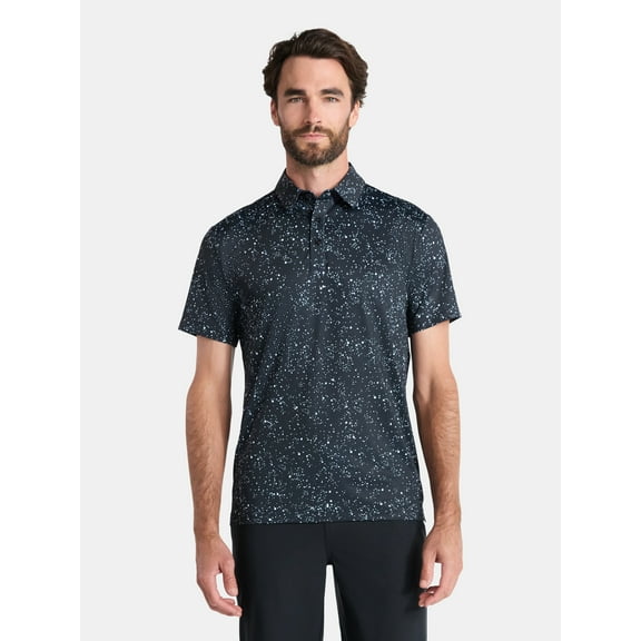 Birdie Bound Men's and Big Men's Splatter Print Polo Golf Shirt, Sizes S-3XL